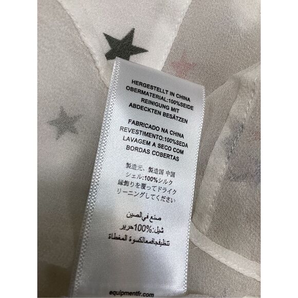 Equipment Star Print Silk Blouse Women’s Size XS Long Sleeve Multicolor Button U - Picture 16 of 16